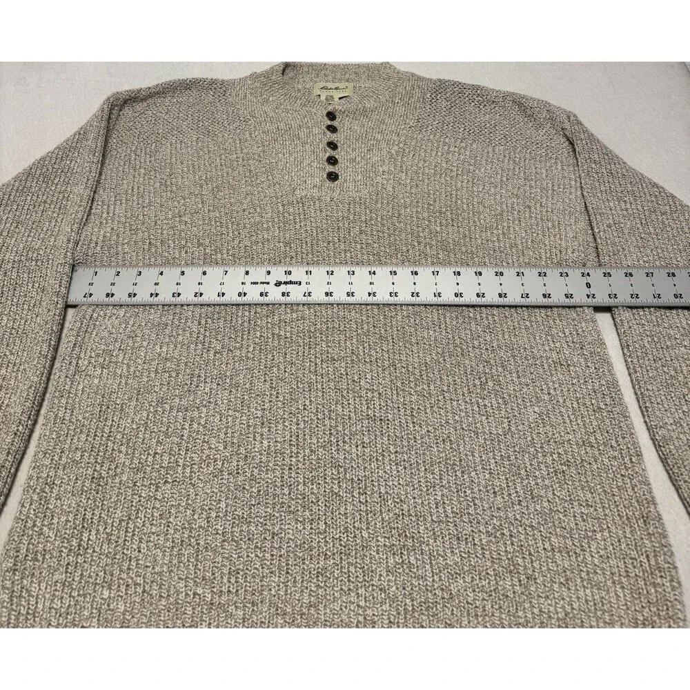 Eddie Bauer Sweater Mens XL Beige Henley Pullover Vintage USA Grandpacore - Picture 8 of 8